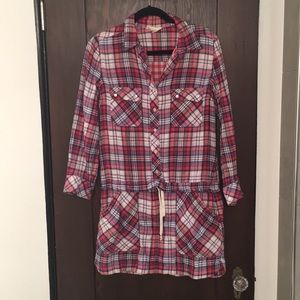 Etoile Isabel Marant red plaid soft shirt dress M